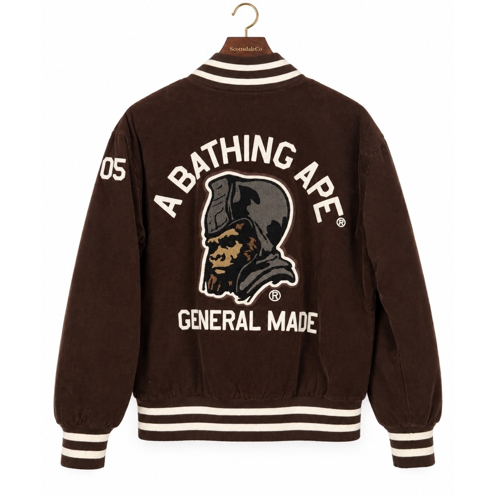 BAPE A Bathing Ape Jacket Mens S Brown Corduroy General Made Varsity 2005 Japan